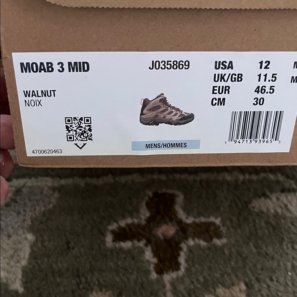 Merrell MOAB 3 Brown and Black Men's Waterproof Hiking Boot Size 12M - Picture 3 of 7